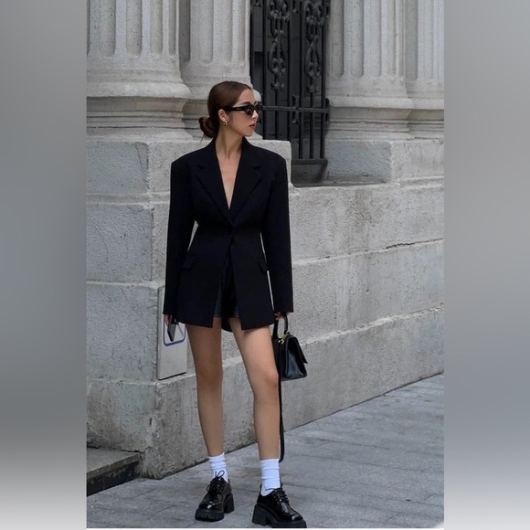 NEVA HU black designer jacket blazer slimming and casual, fall collection size S - Picture 3 of 16